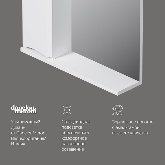 Шкафчик с зеркалом в ванную 65 AM.PM Like M80MPL0651WG левый белый глянец-4