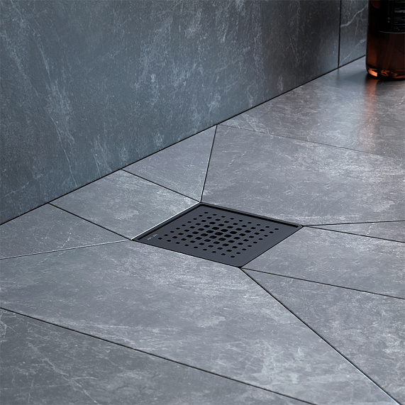 Душевой трап 10x10 AM.PM MasterFlow W01BD-P11-010-01BM комбинированный затвор с черной матовой решеткой-3