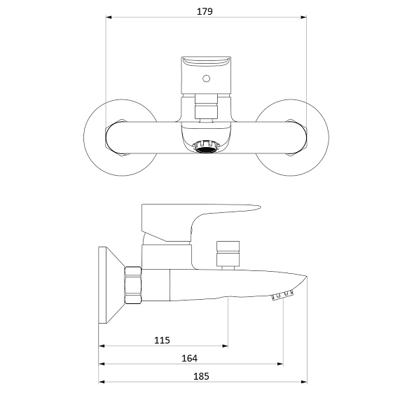 Смеситель для ванны и душа Damixa Origin Evo 781000000 хром-3