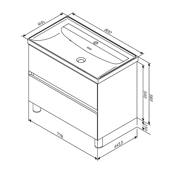 Тумба под раковину 80 AM.PM Above M9XFSX0802WG напольная, белая глянцевая-12