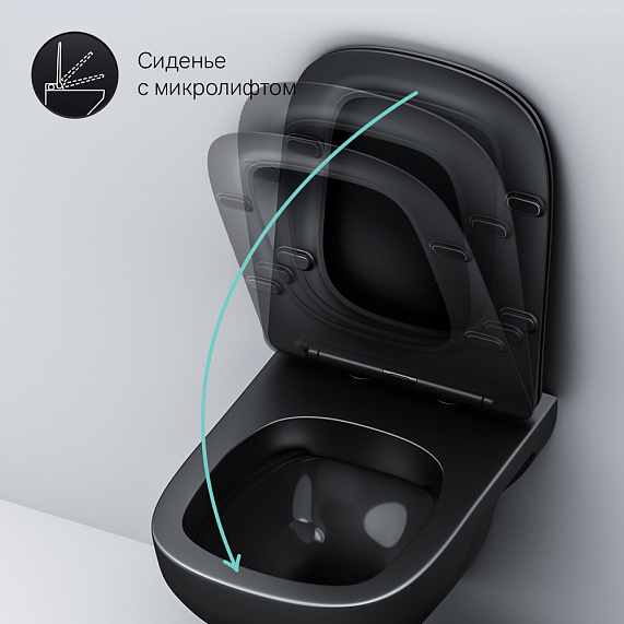 Унитаз подвесной AM.PM X-Joy S C85A1700MBSC безободковый с сиденьем микролифт, черный матовый-8