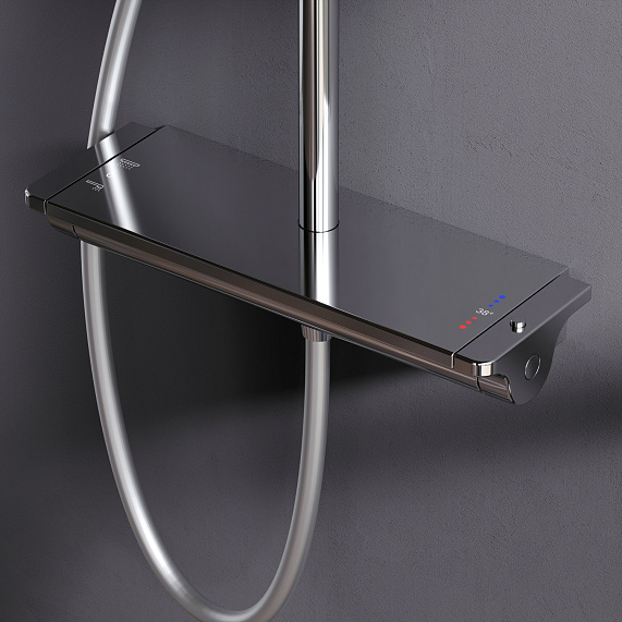 Душевая система AM.PM Spirit 2.0 F0770A400 стойка с тропическим душем, термостатом, смесителем, хром-2