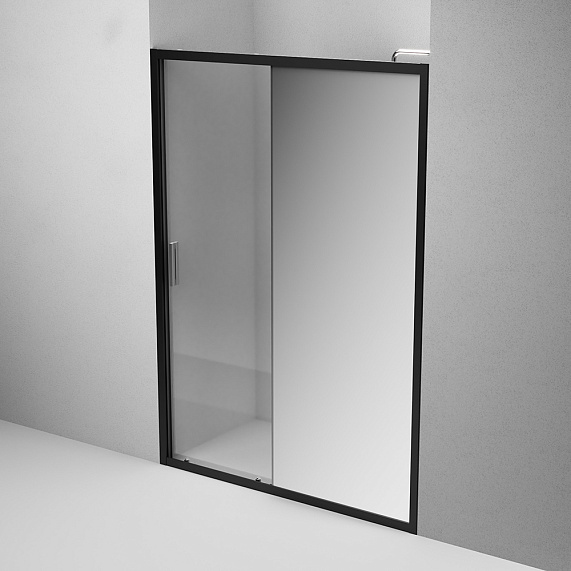 Душевая перегородка с дверью 140x195 AM.PM Gem W90G-140-1-195BMir зеркальное стекло, профиль черный матовый-3