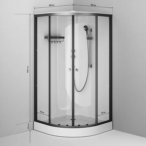 Душевая кабина 100x100 AM.PM X-Joy W94C-401-100BT профиль черный матовый, низкий поддон-7