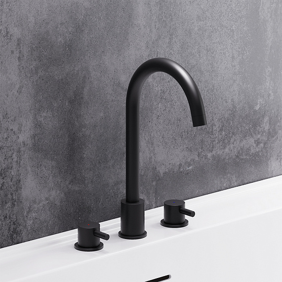 Смеситель для раковины (умывальника) Damixa Scandinavian Pure 360200300 трехсекционный, черный-2