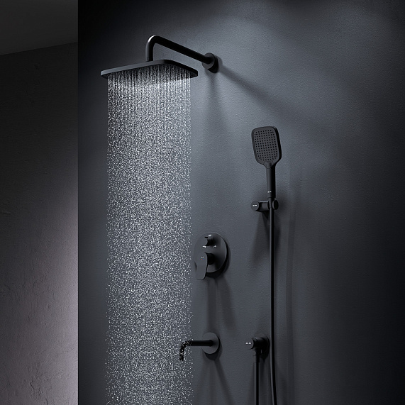 Встраиваемая душевая система AM.PM X-Joy FB85A3RH42 черный: тропический верхний душ, излив с душевой лейкой-1
