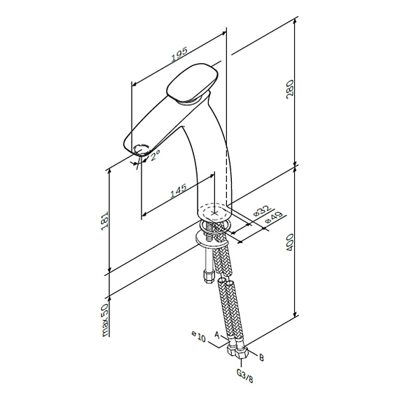 Смеситель для раковины (умывальника) AM.PM Spirit 2.0 F70A92000 высокий, хром-9