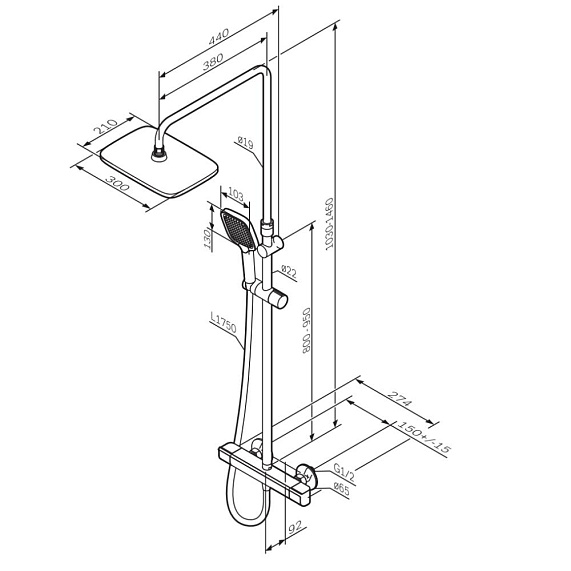 Душевая система AM.PM Func F078F422 стойка с тропическим душем, термостатом, смесителем, черная-10