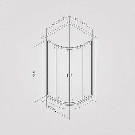 Душевой уголок с поддоном 80x80 AM.PM X-Joy W88G-205-080BT профиль черный матовый