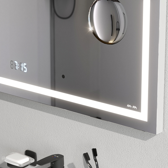 Зеркало с подсветкой в ванную прямоугольное 65 AM.PM Gem M91AMOX0653WG сенсорное с часами и косметическим зеркалом-3