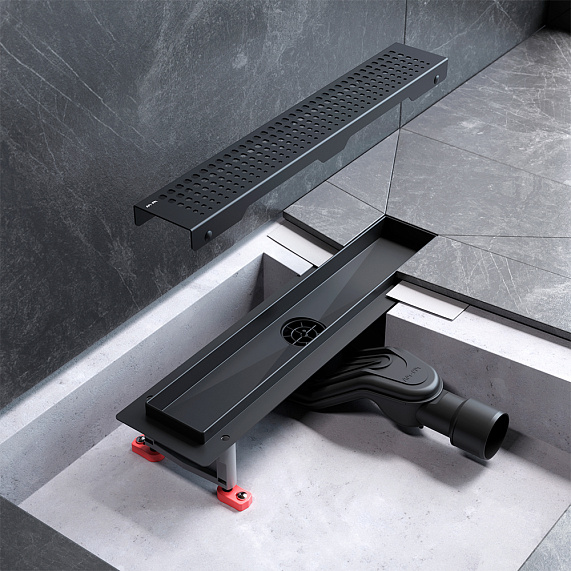 Душевой трап (лоток) 40 AM.PM MasterFlow W01SC-P11-040-01BM комбинированный затвор с черной матовой решеткой-7