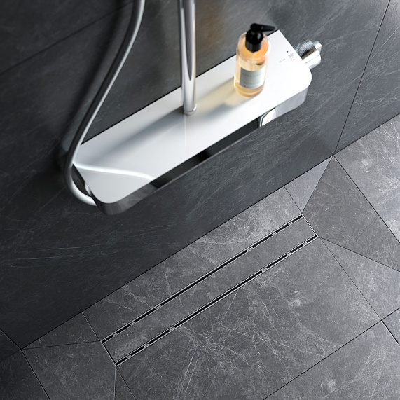 Душевой трап (лоток) 60 AM.PM PrimeFlow W02SC-U11-060-04SB комбинированный затвор со стальной матовой решеткой под плитку-2