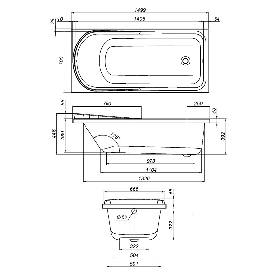 Ванна акриловая 150x70 AM.PM Like W80A-150-070W-A белая глянцевая-7