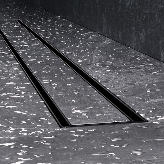 Душевой трап (лоток) 90 AM.PM MasterFlow W01SC-U11-090-04BM комбинированный затвор с черной матовой решеткой под плитку-12