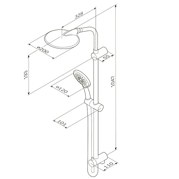 Душевая система AM.PM Bliss L F0753000 стойка с тропическим душем, хром-3