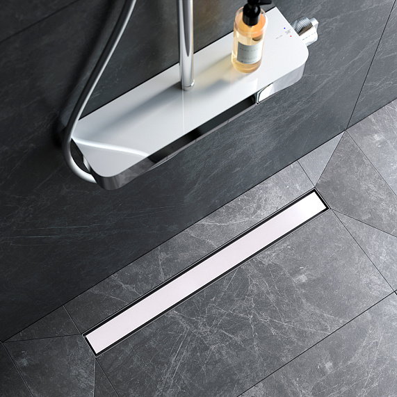 Душевой трап (лоток) 70 AM.PM MasterFlow W01SC-U11-070-04SB комбинированный затвор со стальной матовой решеткой под плитку-3