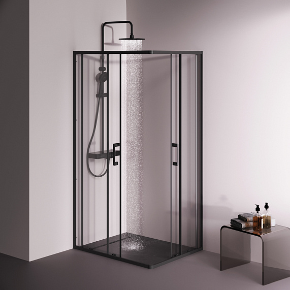 Душевое ограждение без поддона 100x80 AM.PM Above W9XG-403-10080-BT профиль черный-1