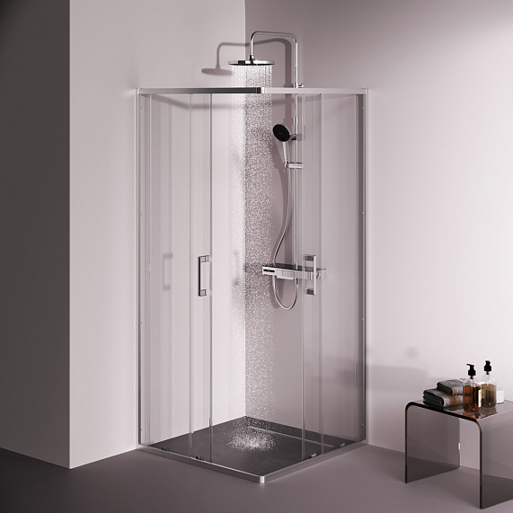 Душевое ограждение без поддона 90x90 AM.PM Above W9XG-403-9090-MT профиль серебристый-1