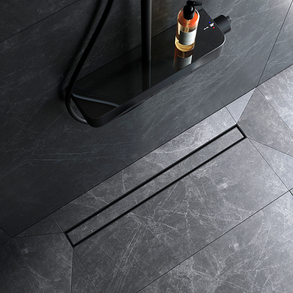 Душевой трап (лоток) 80 AM.PM MasterFlow W01SC-U11-080-04BM комбинированный затвор с черной матовой решеткой под плитку-2