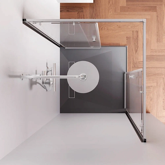 Душевое ограждение без поддона 90x90 AM.PM X-Joy W94G-403-9090-MT профиль серебристый-2