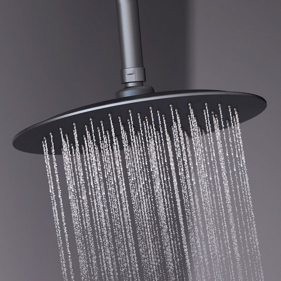 Душевая система Damixa Scandinavian Pure 936710300 стойка с тропическим душем, смесителем, черная матовая-3