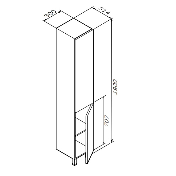 Шкаф-пенал для ванной 30 AM.PM Gem M90CSR0306GM напольный правый графит-5