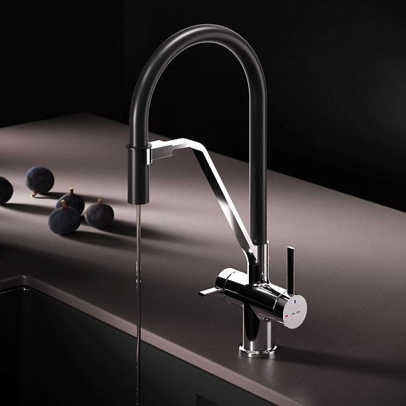 Смеситель для кухни AM.PM Func F8F07802 высокий, хром, с каналом для питьевой воды и гибким черным изливом-3