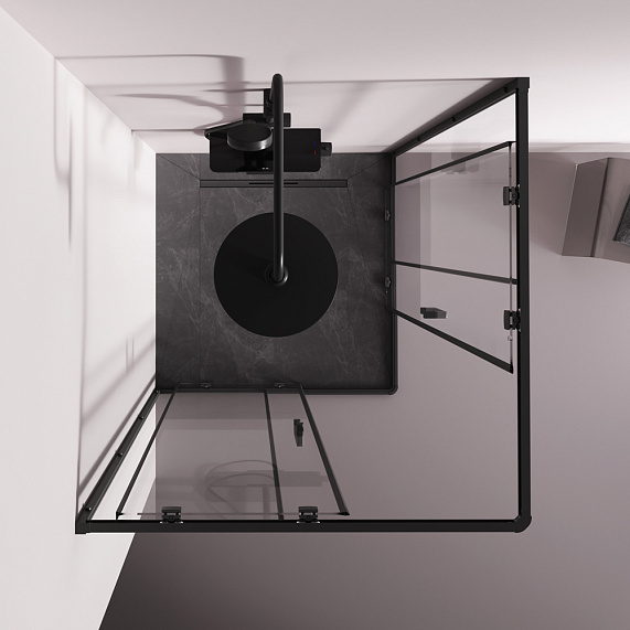 Душевое ограждение без поддона 100x100 AM.PM Above W9XG-403-100100-BT профиль черный-2