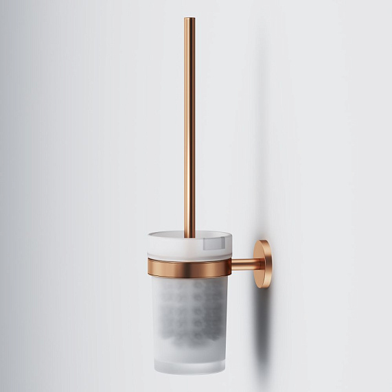 Ершик для унитаза AM.PM X-Joy A85A33344 со стеклянной настенной подставкой, розовое золото-3