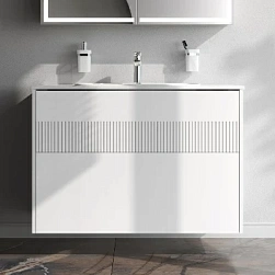 Тумба с раковиной и смесителем 100 AM.PM Func M8FFUX1002WM подвесная/напольная на ножках белая матовая