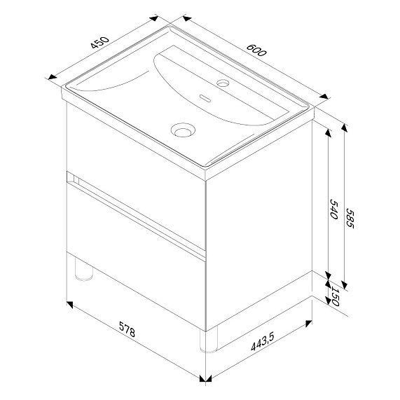 Тумба с раковиной 60 AM.PM Above M9X-FSX0602WG-WCC0600WG напольная, белая глянцевая-12
