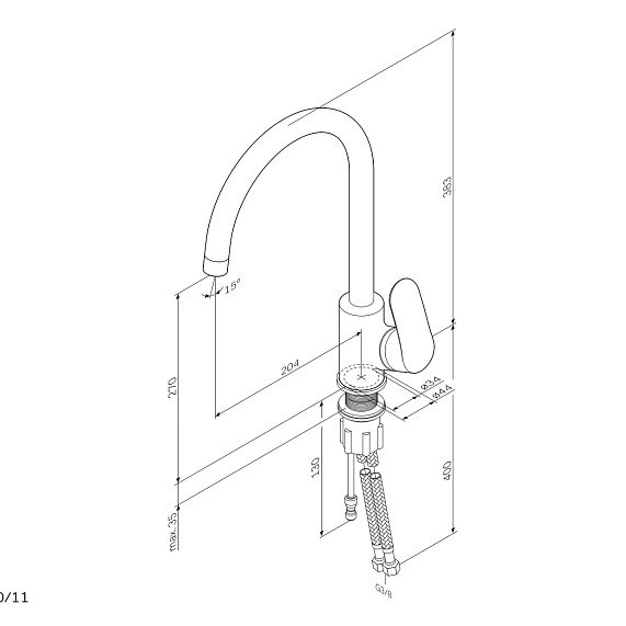 Смеситель для кухни AM.PM Like F8007T00 высокий с каналом питьевой воды, хром + дозатор моющего средства-11