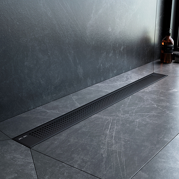 Душевой трап (лоток) 80 AM.PM PrimeFlow W02SC-P11-080-01BM комбинированный затвор с черной матовой решеткой-3